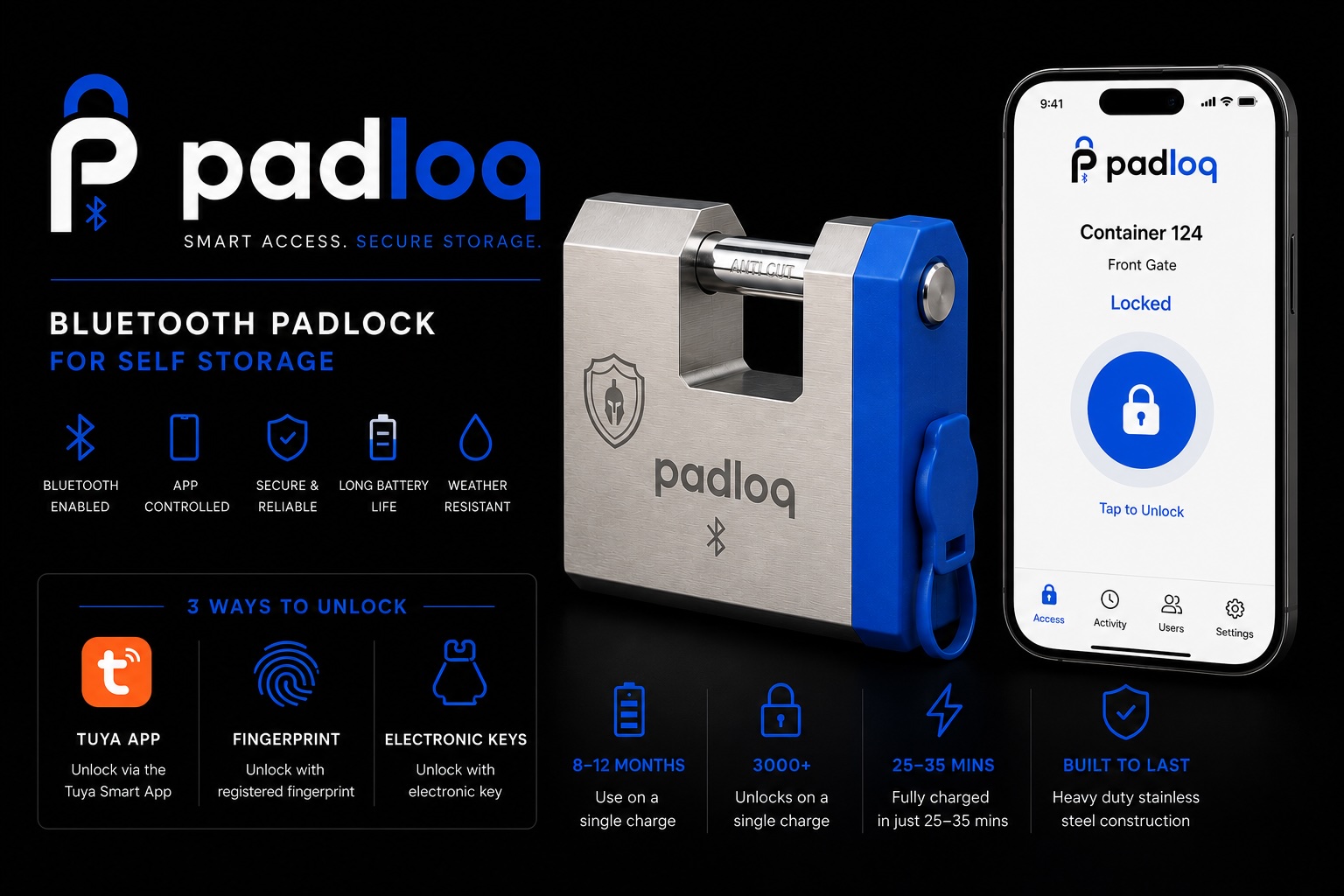 Padloq in use with mobile app